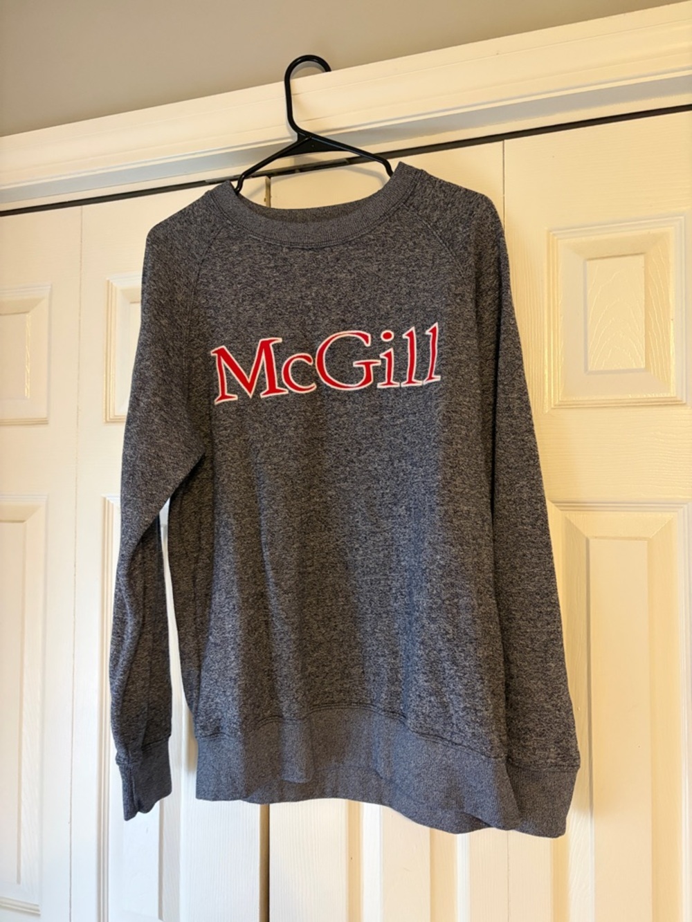 Varsity Gray Crewneck Sweater with Red Script